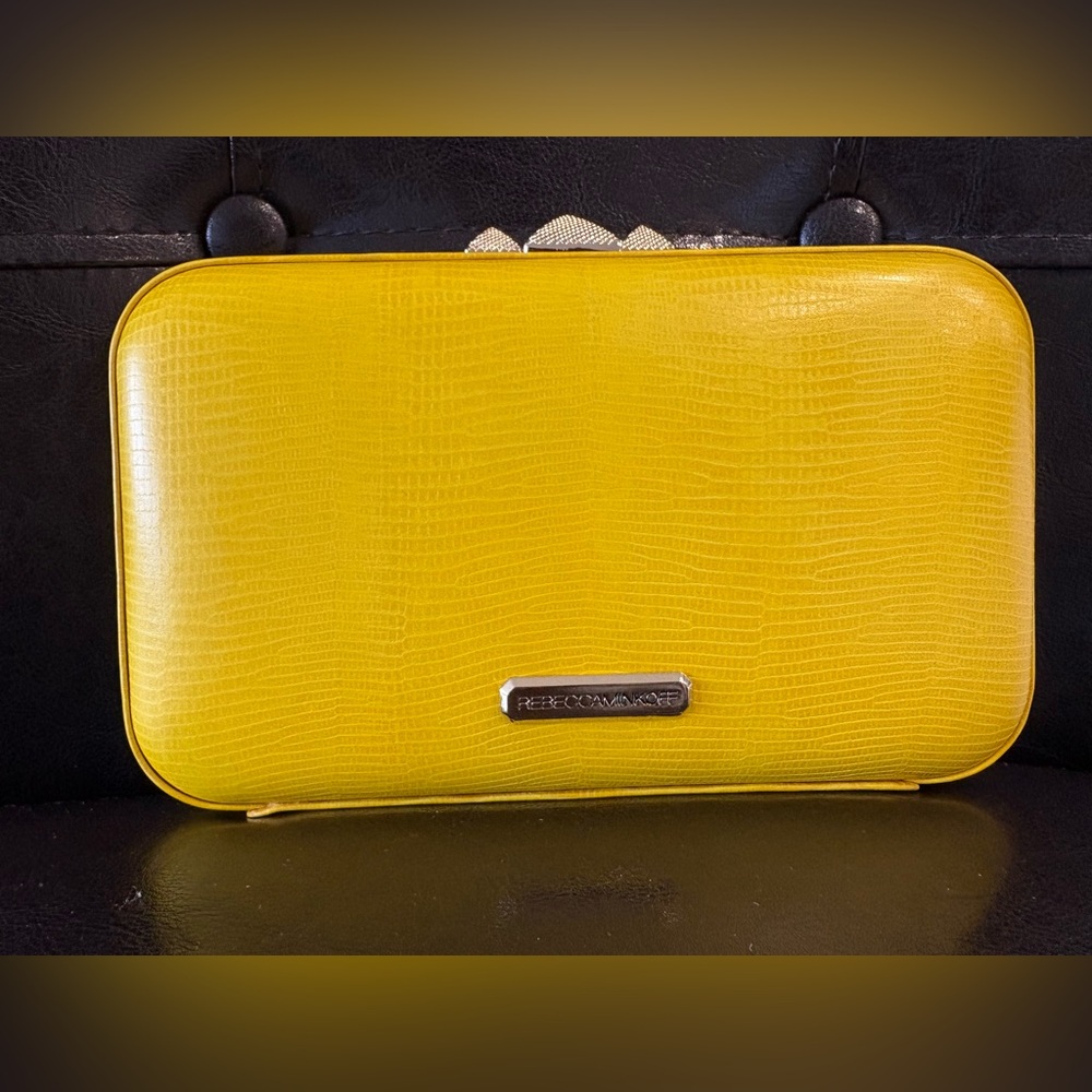 Rebecca Minkoff Vibrant Yellow Clutch & matching Dustbag